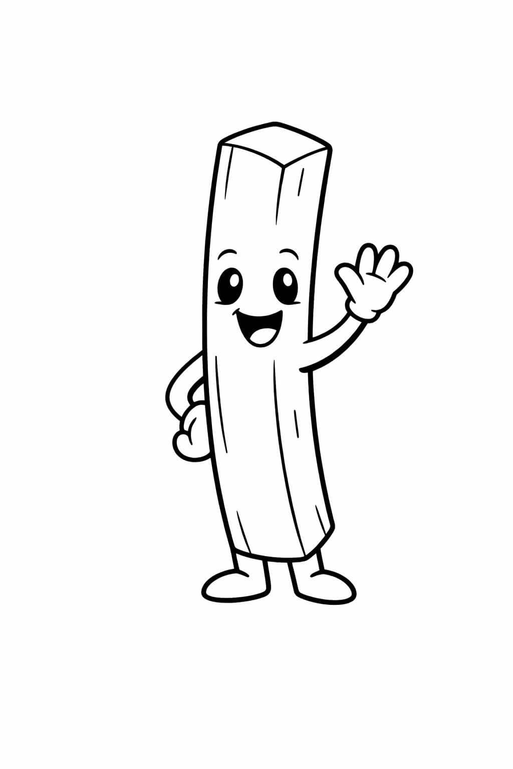 Batata frita acenando olá para colorir