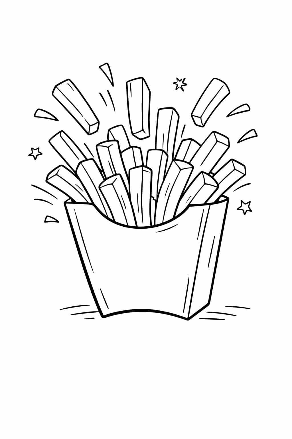 Batatas fritas saltando para colorir