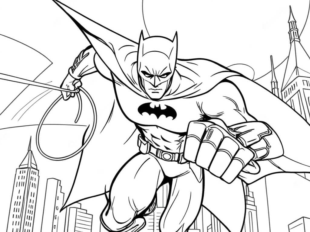 Batman na cidade para colorir