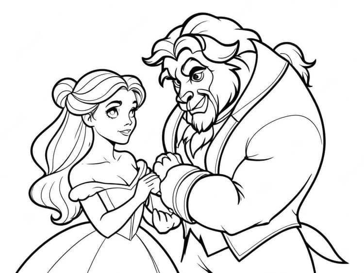 10 Desenhos de Bela e a Fera para colorir