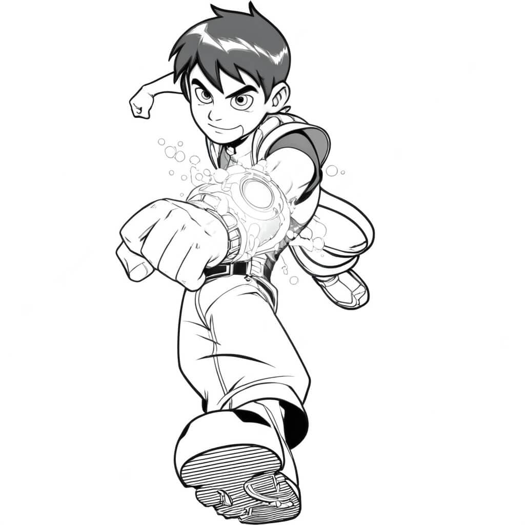 Ben 10 com seu relógio para colorir