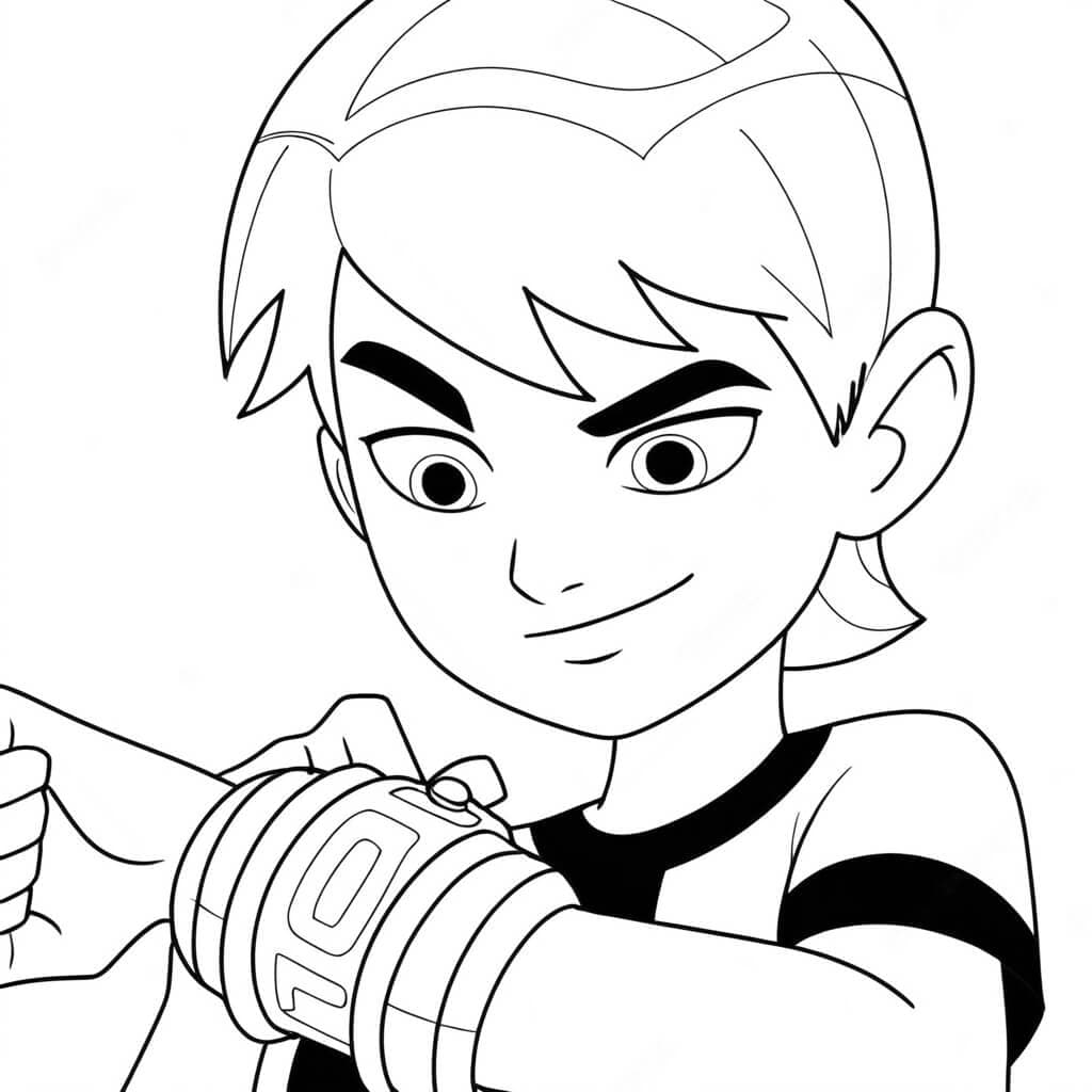 Ben ajustando o relógio para colorir