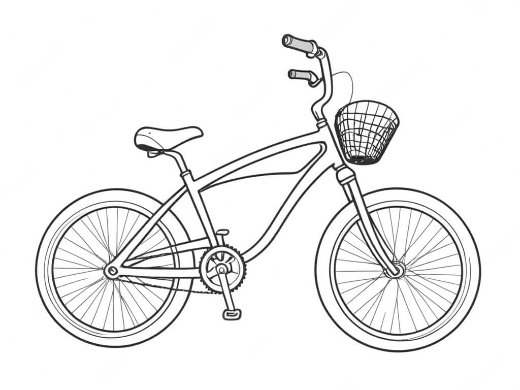 Imagem de bicicleta com cesto para colorir