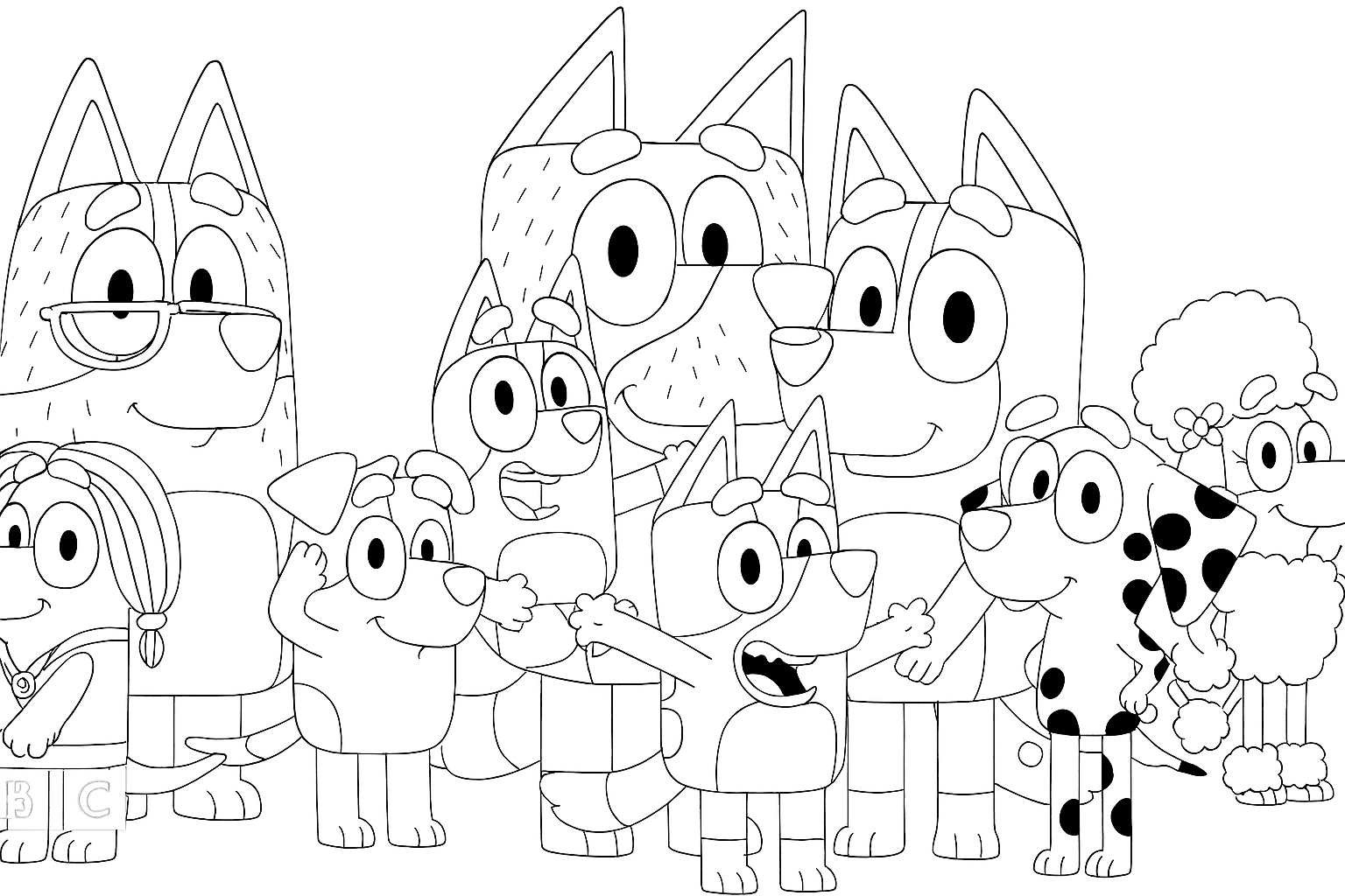 Personagens de Bluey para colorir