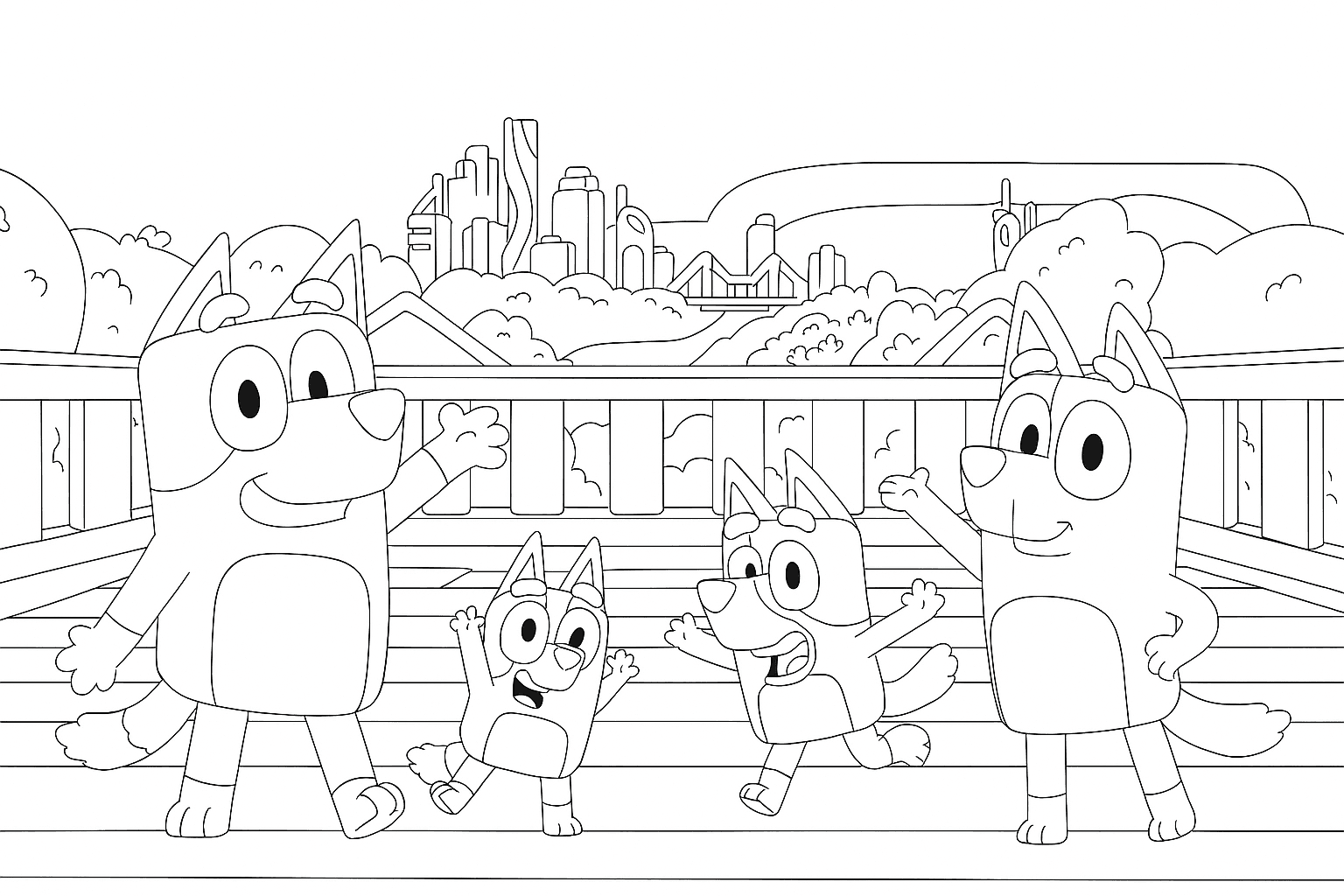 Família da Bluey para colorir