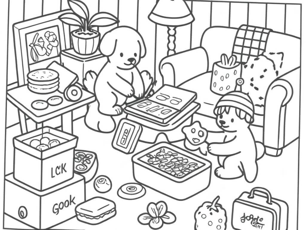 Bobbie Goods organizando caixas