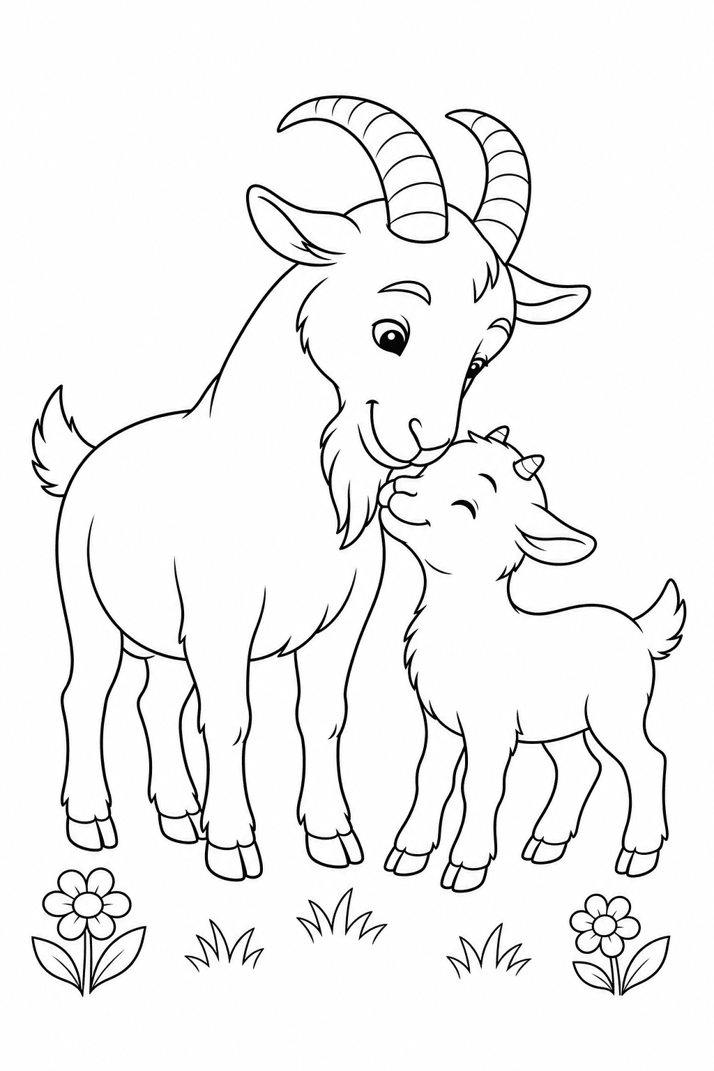 Bode e filhote para colorir