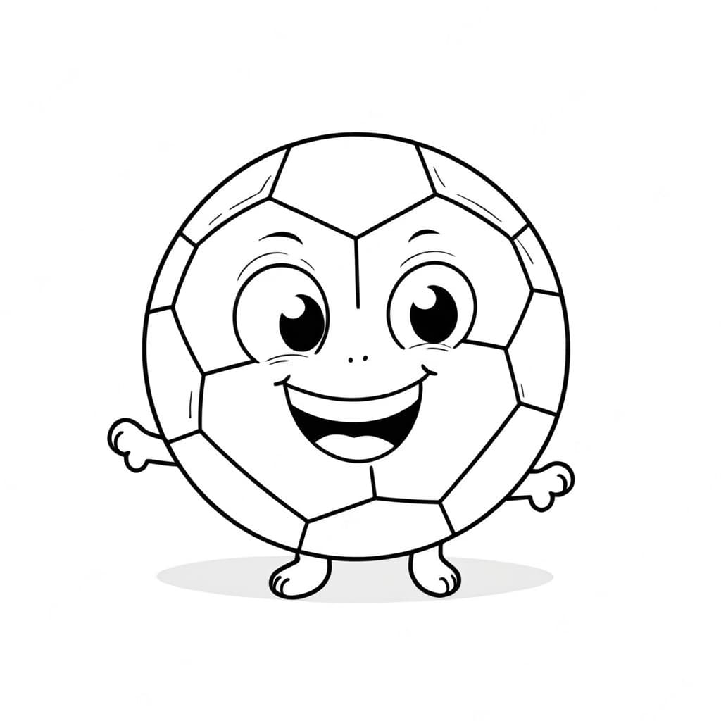 Bola de futebol feliz para colorir