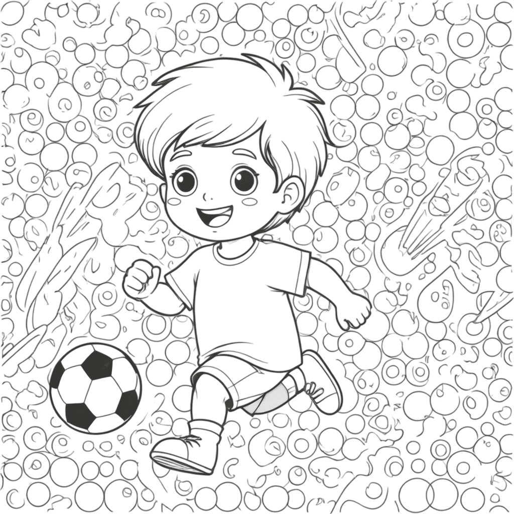 Menino jogando futebol para pintar