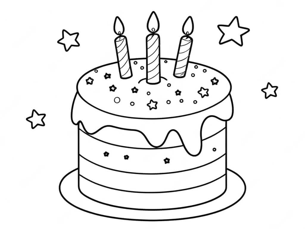 19 Desenhos de Bolo de Aniversário para colorir