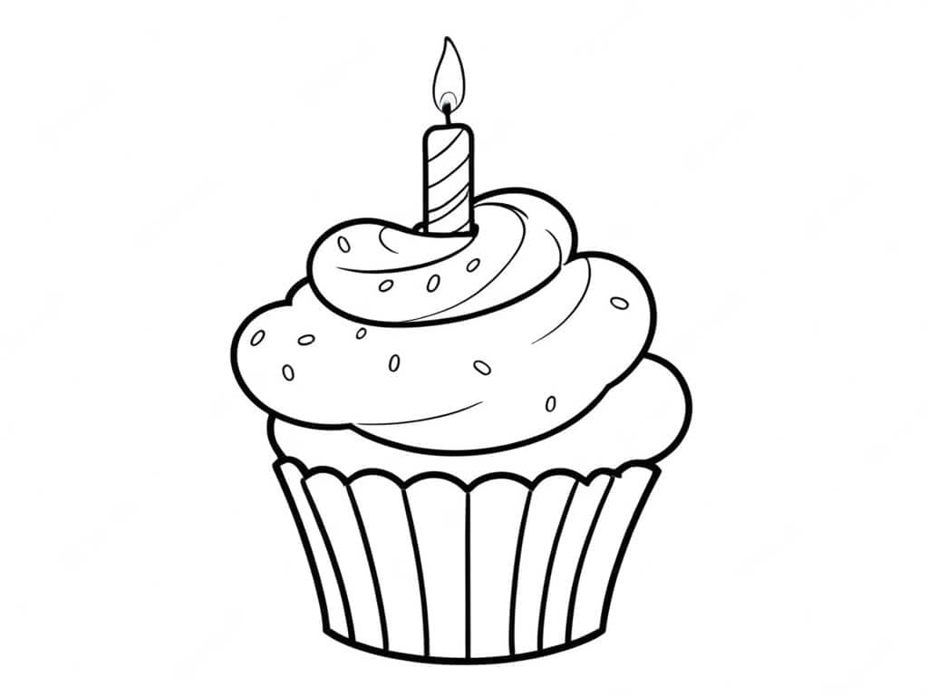 Cupcake de aniversário para colorir