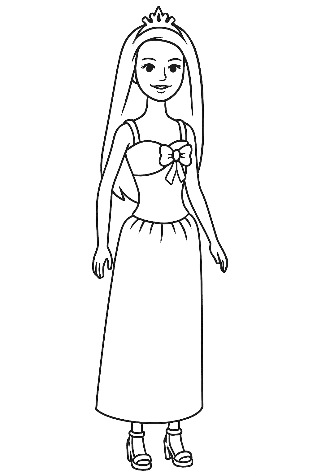 Boneca Barbie princesa para colorir
