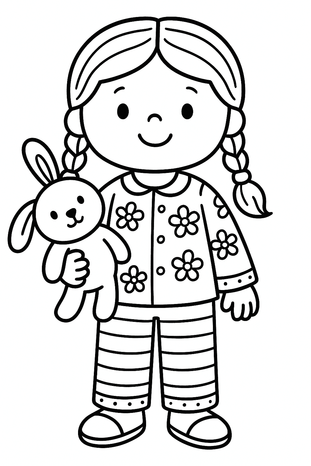 Boneca de pijama para colorir