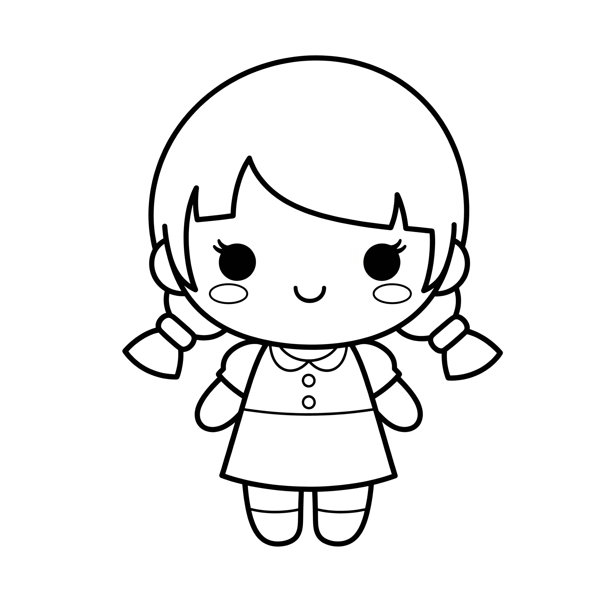 Boneca kawaii para colorir