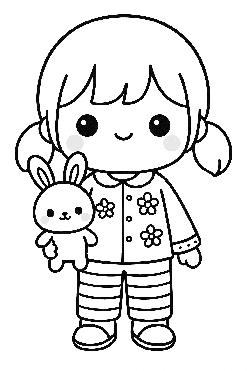 Boneca kawaii para colorir