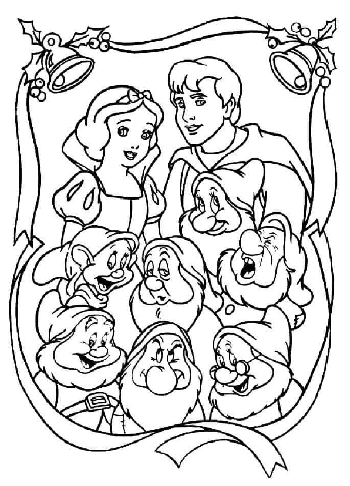 Branca de Neve e os Sete Anões para colorir