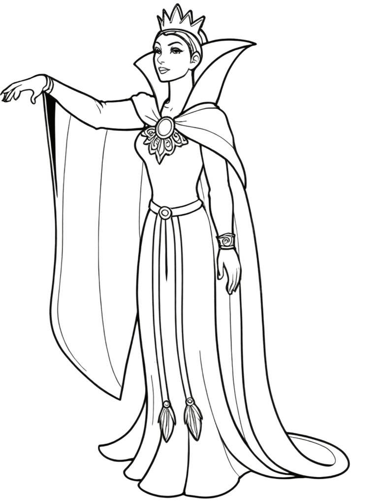 Bruxa má Branca de Neve para colorir