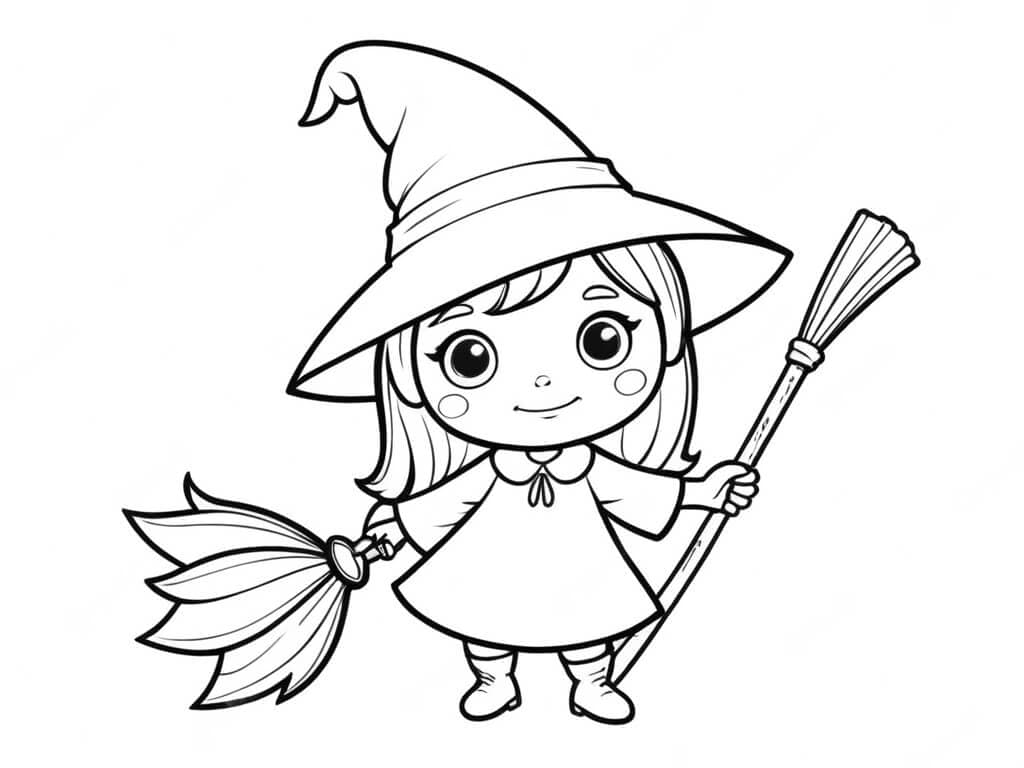 Mini bruxa para colorir