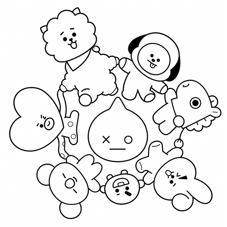 BT21 fofo para colorir