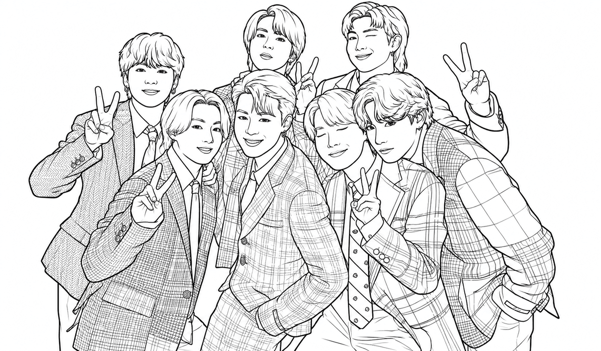 Desenho de BTS para colorir