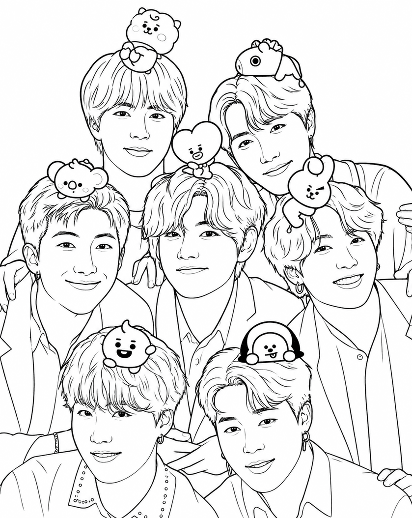 BTS e BT21 para colorir