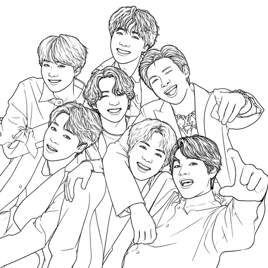 BTS realista para colorir