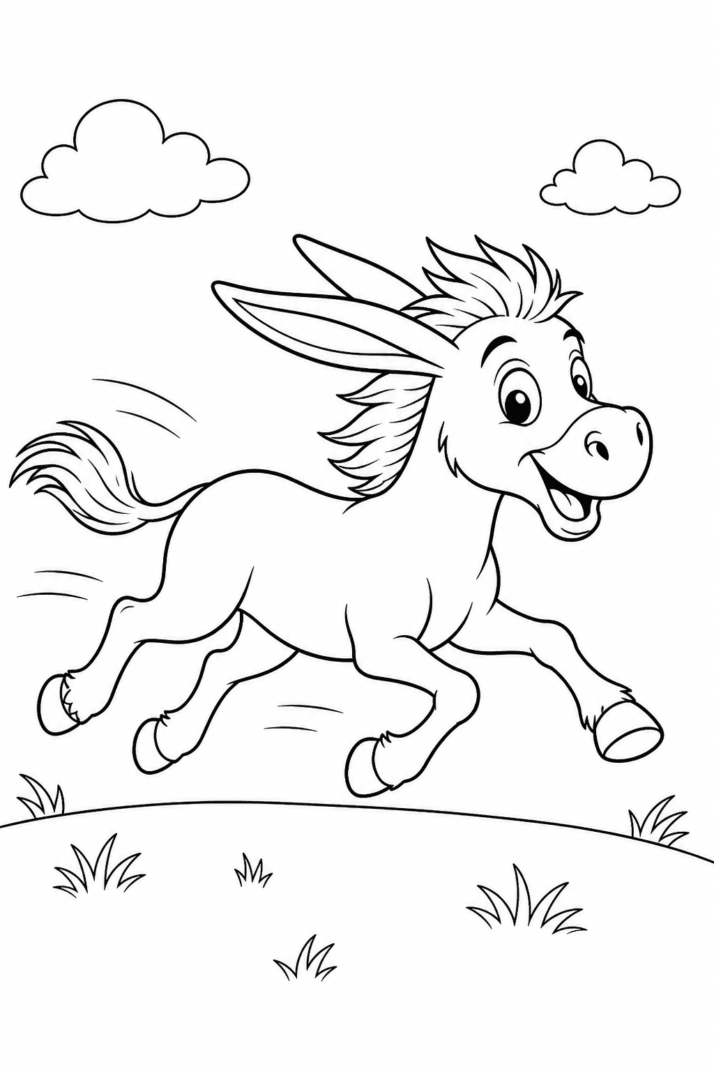 Burro correndo para colorir