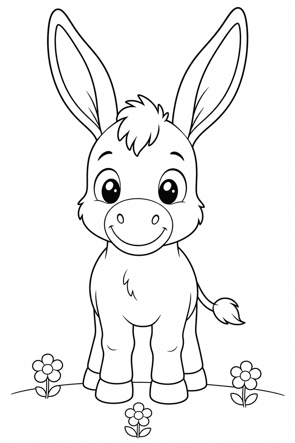 Burro fofo para colorir