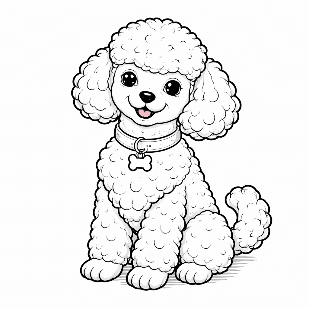 Cachorro poodle para colorir