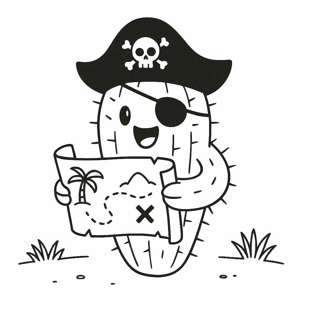Cacto pirata para colorir