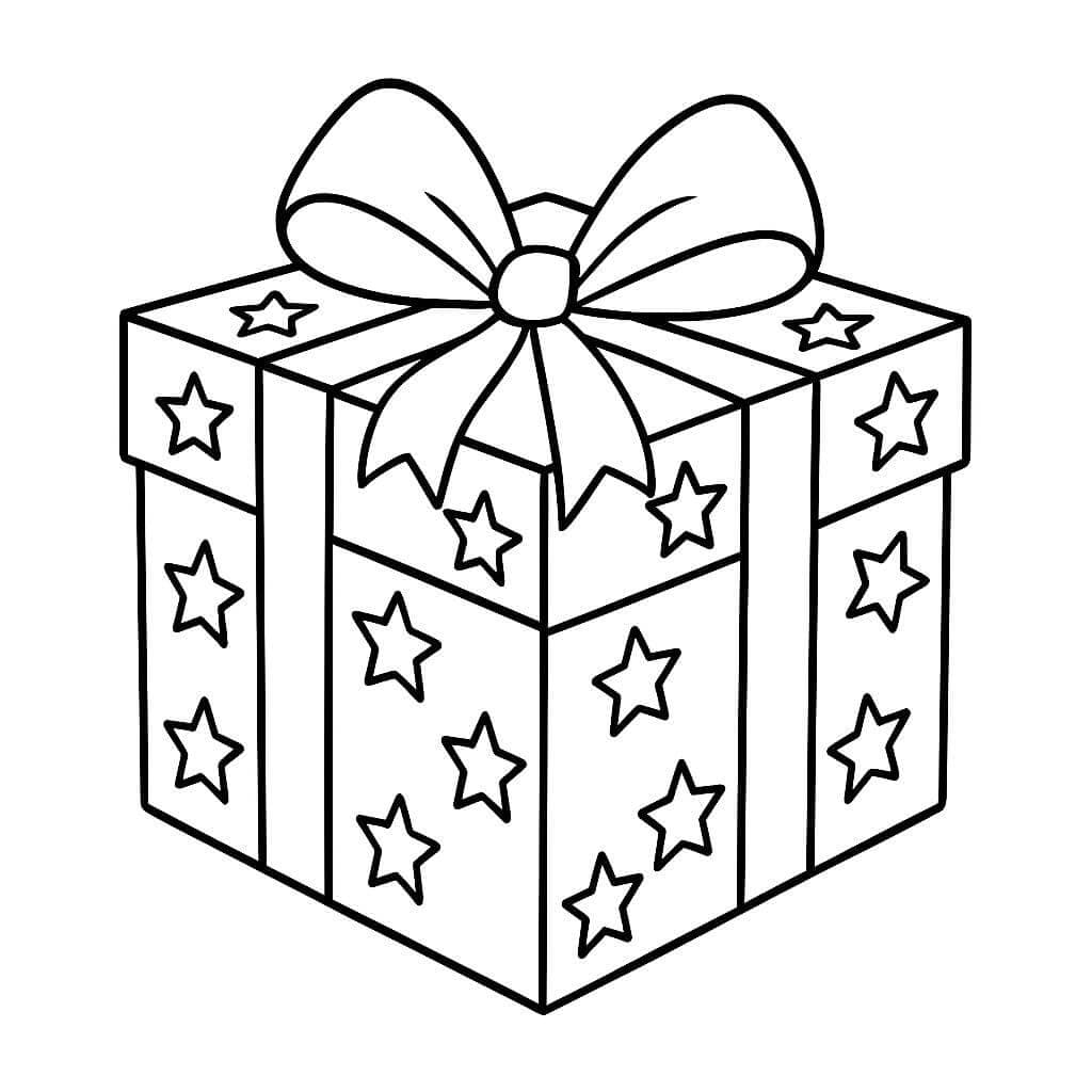 Caixa com estrelas para colorir
