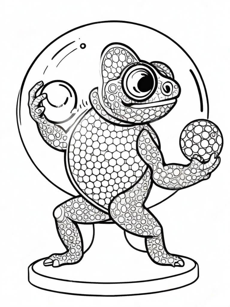 Camaleão dançarino para colorir