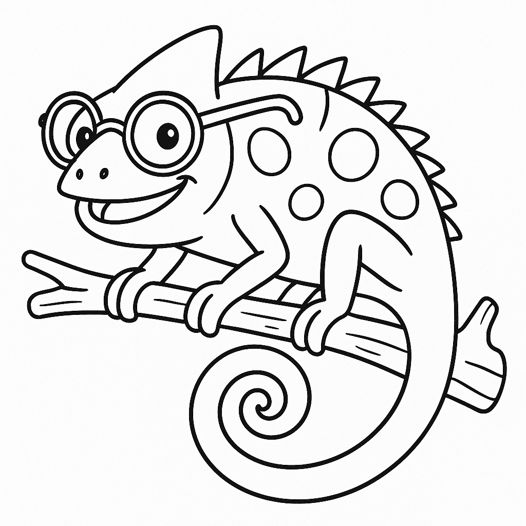 Camaleão de óculos para colorir