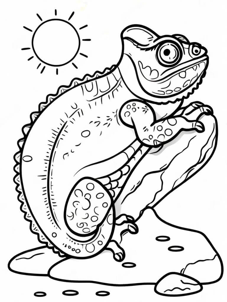 Camaleão ao sol para colorir
