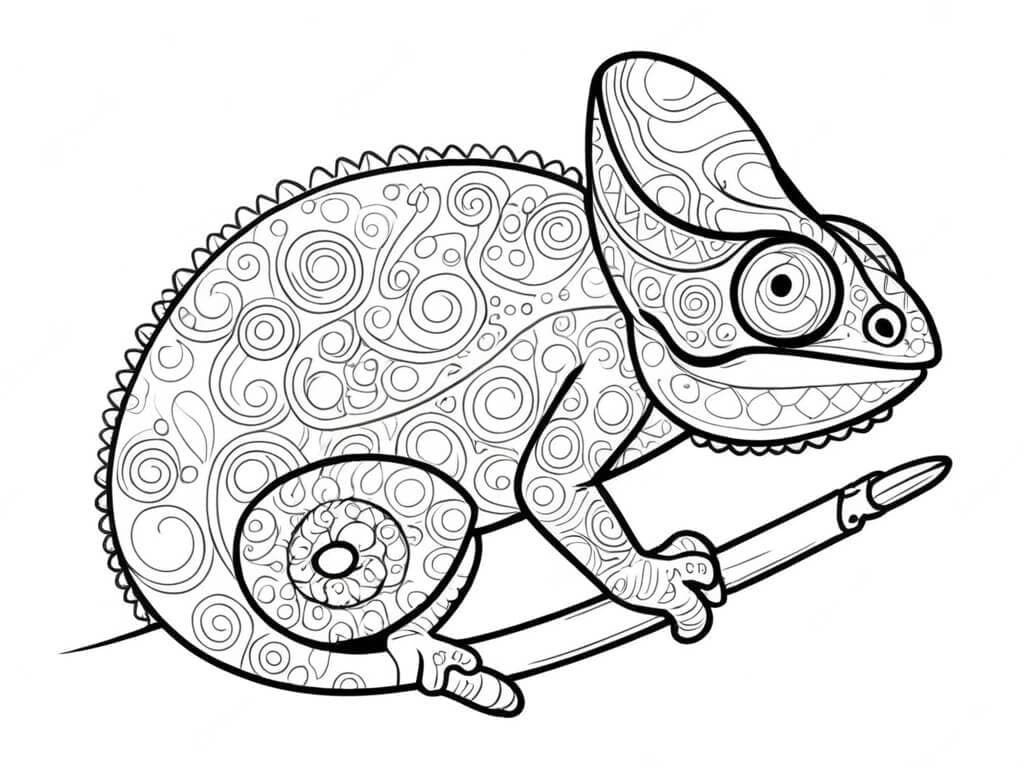 Camaleão se disfarçando para colorir