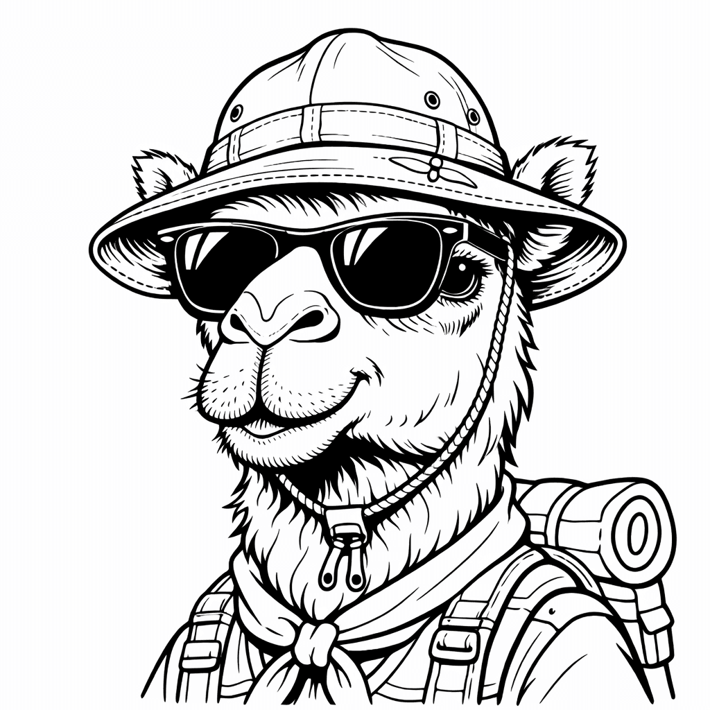 Camelo de óculos para colorir