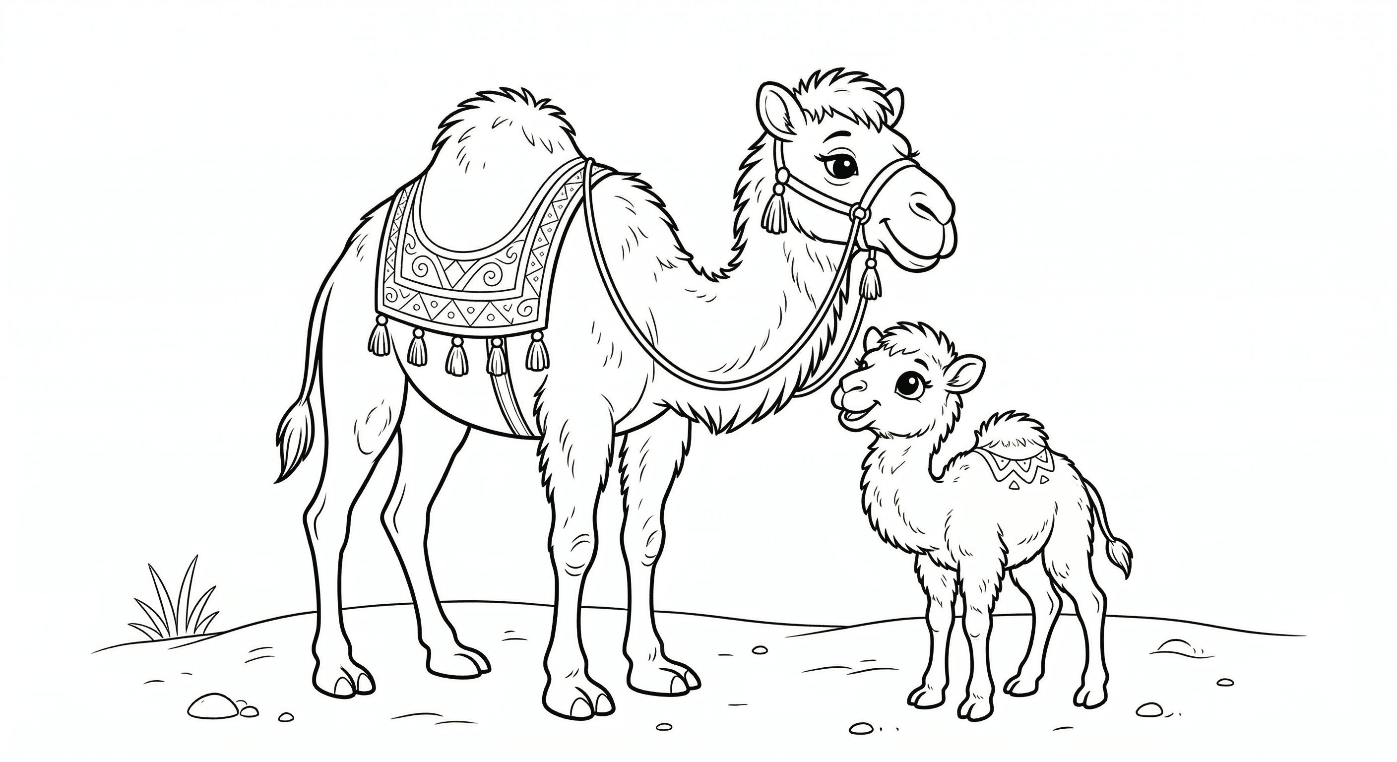 Camelo e filhote para colorir