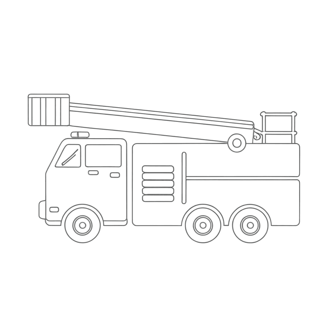 Caminhão de bombeiros simplificado para colorir