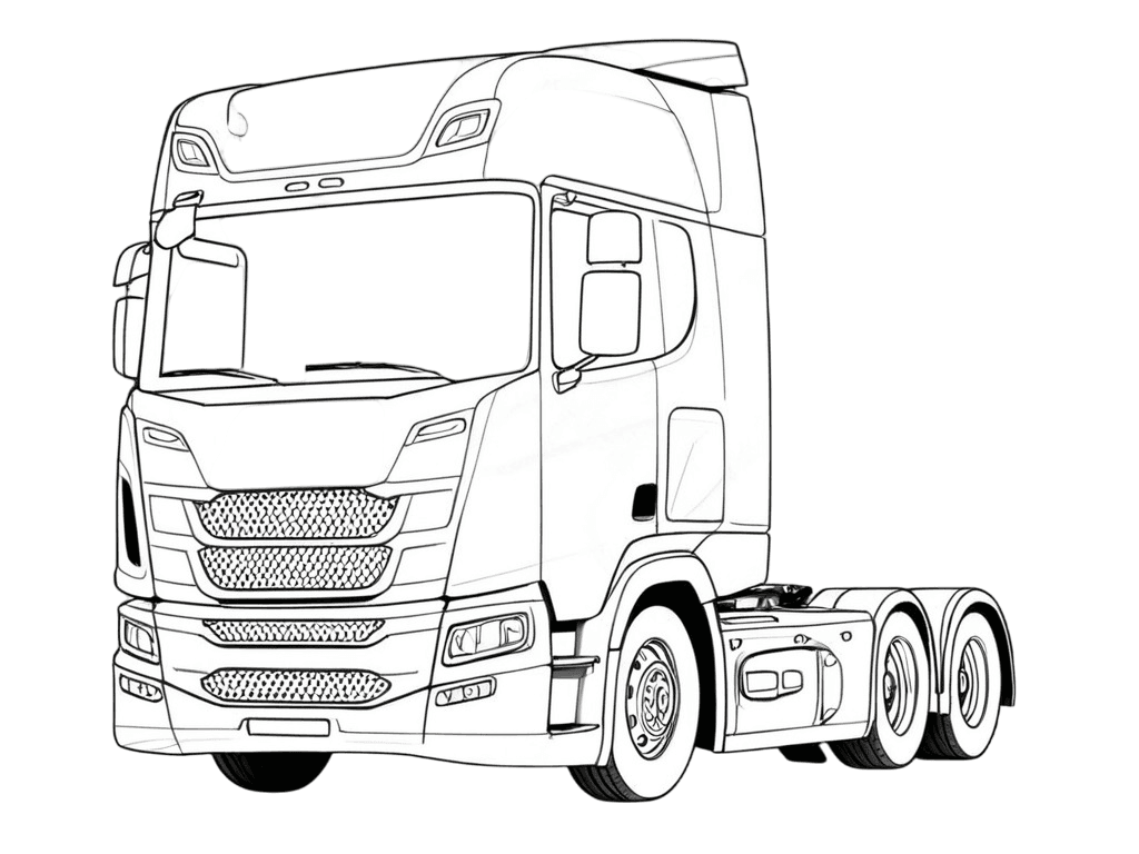 Caminhão Scania vermelho para colorir