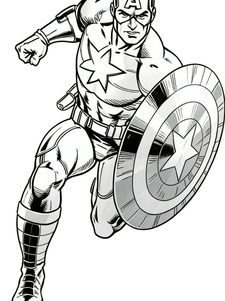 Capitão América correndo para colorir