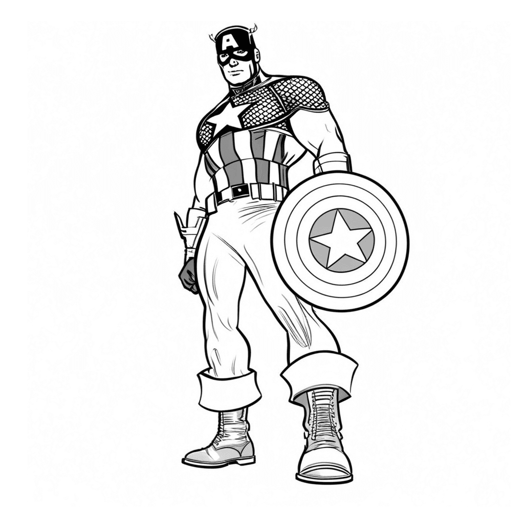 O poderoso Capitão América para colorir