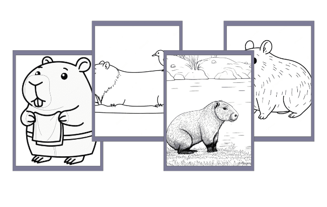 Desenhos de Capivara para colorir