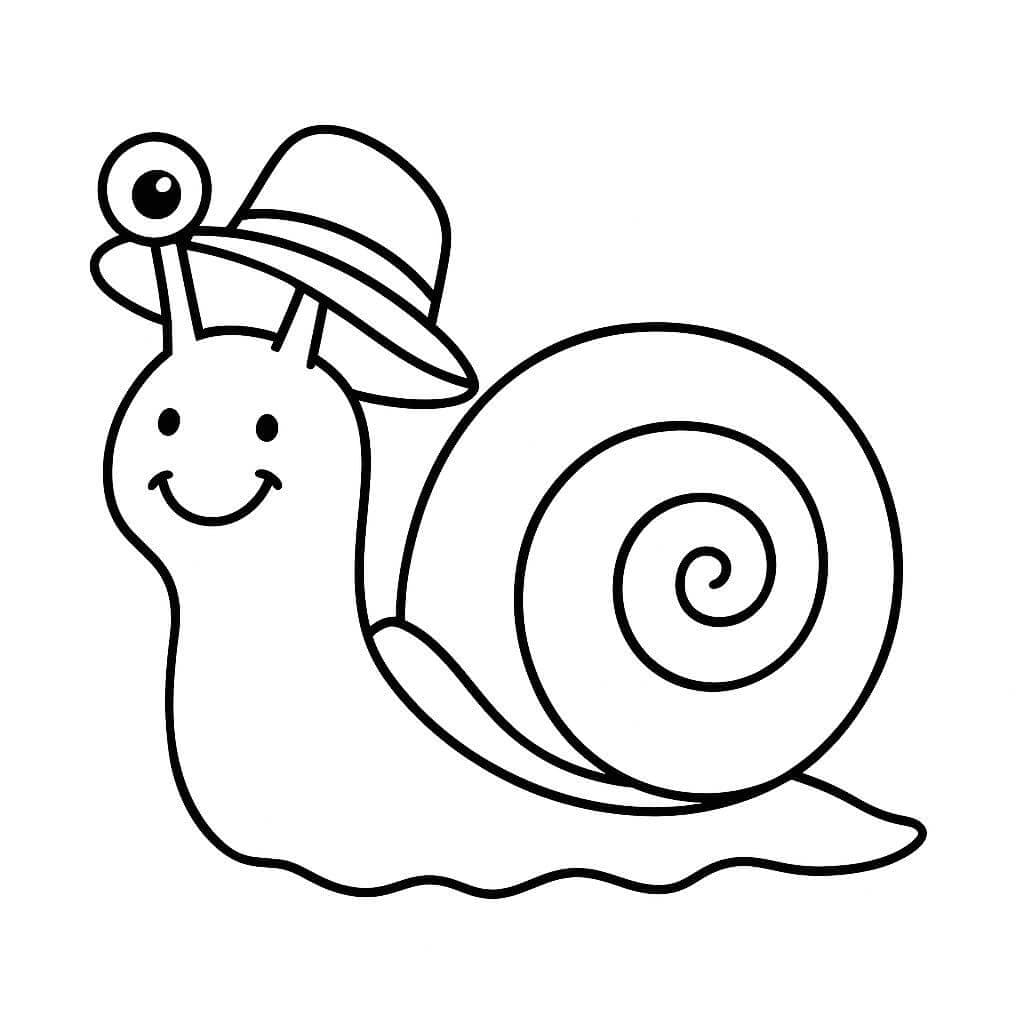 Caracol com chapéu para colorir
