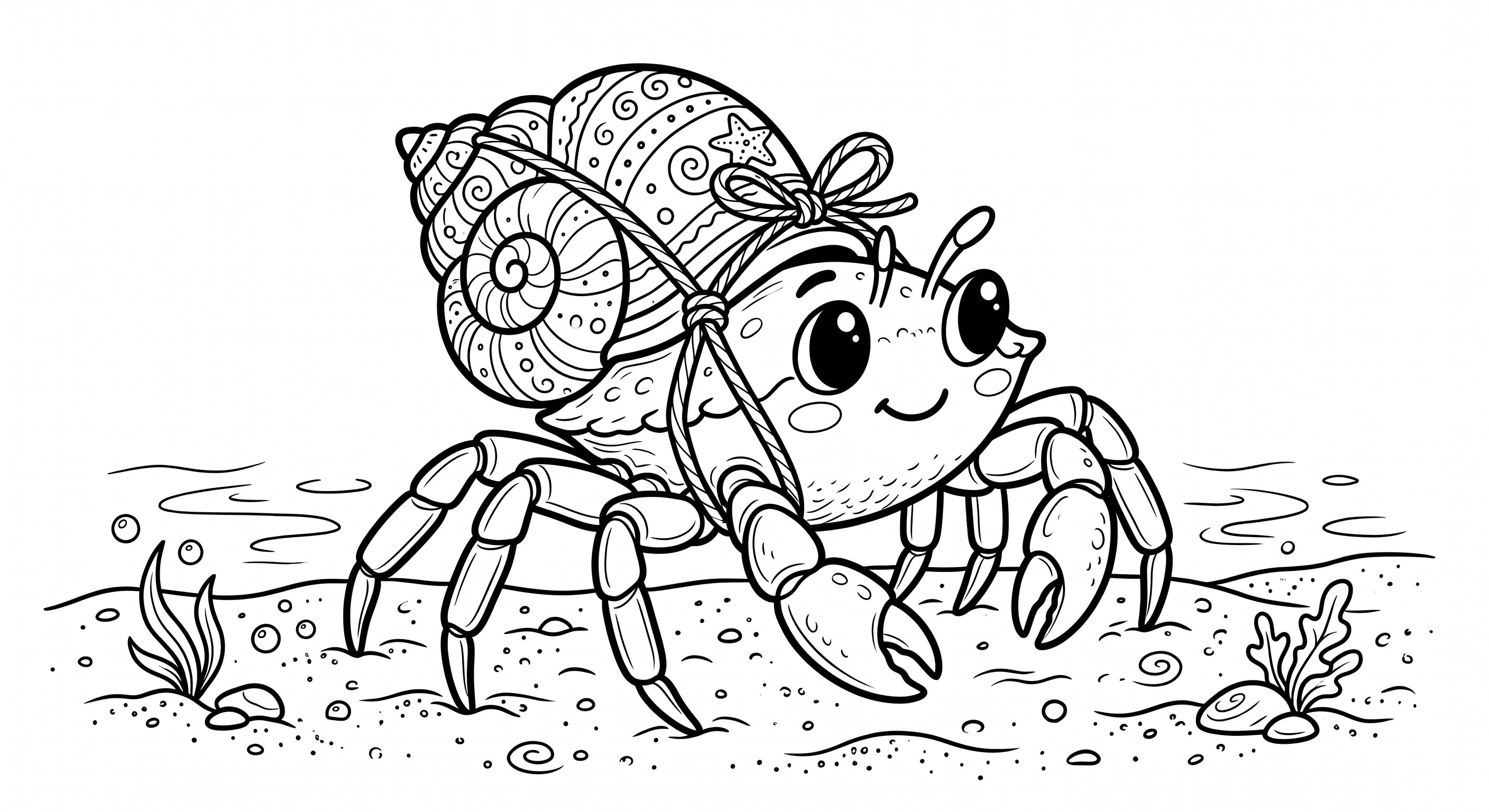 Caranguejo carregando concha para colorir