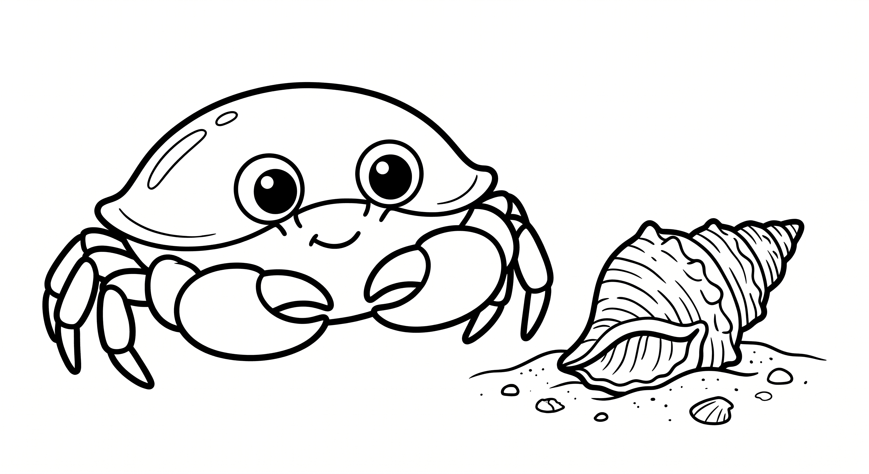 Caranguejo e concha para colorir