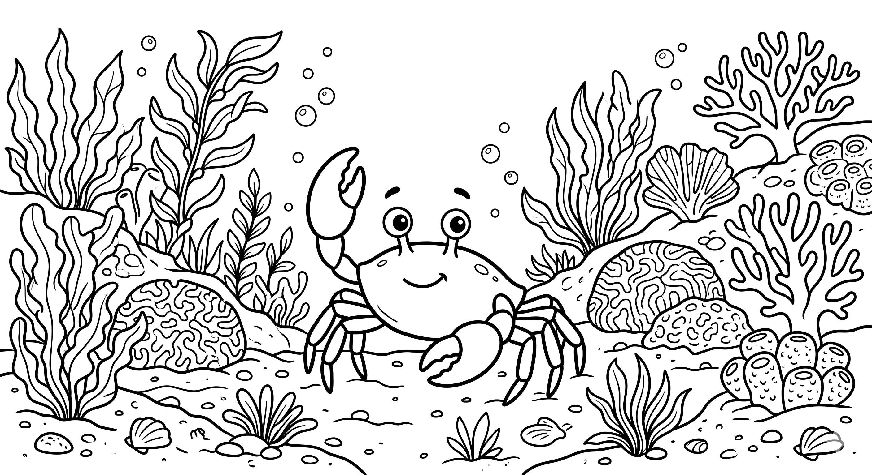 Caranguejo no fundo do mar para colorir