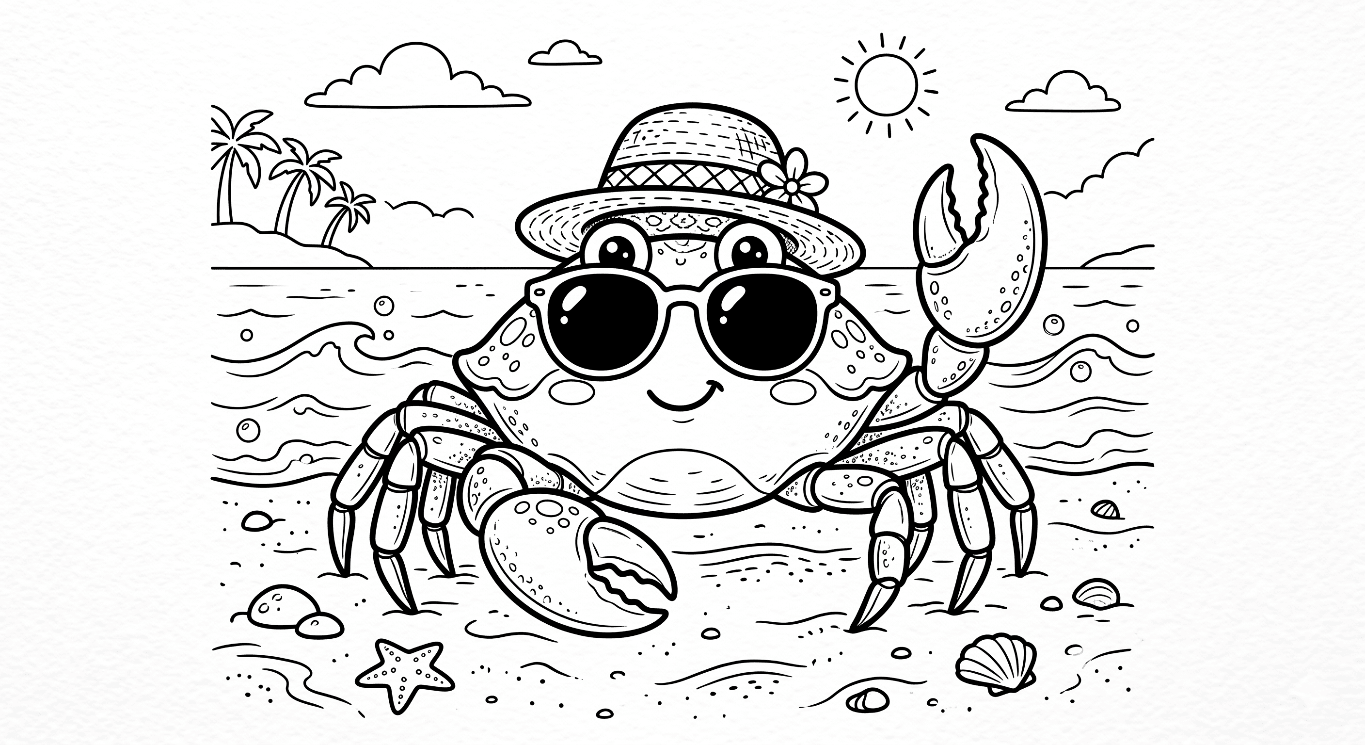 Caranguejo de óculos de sol para colorir