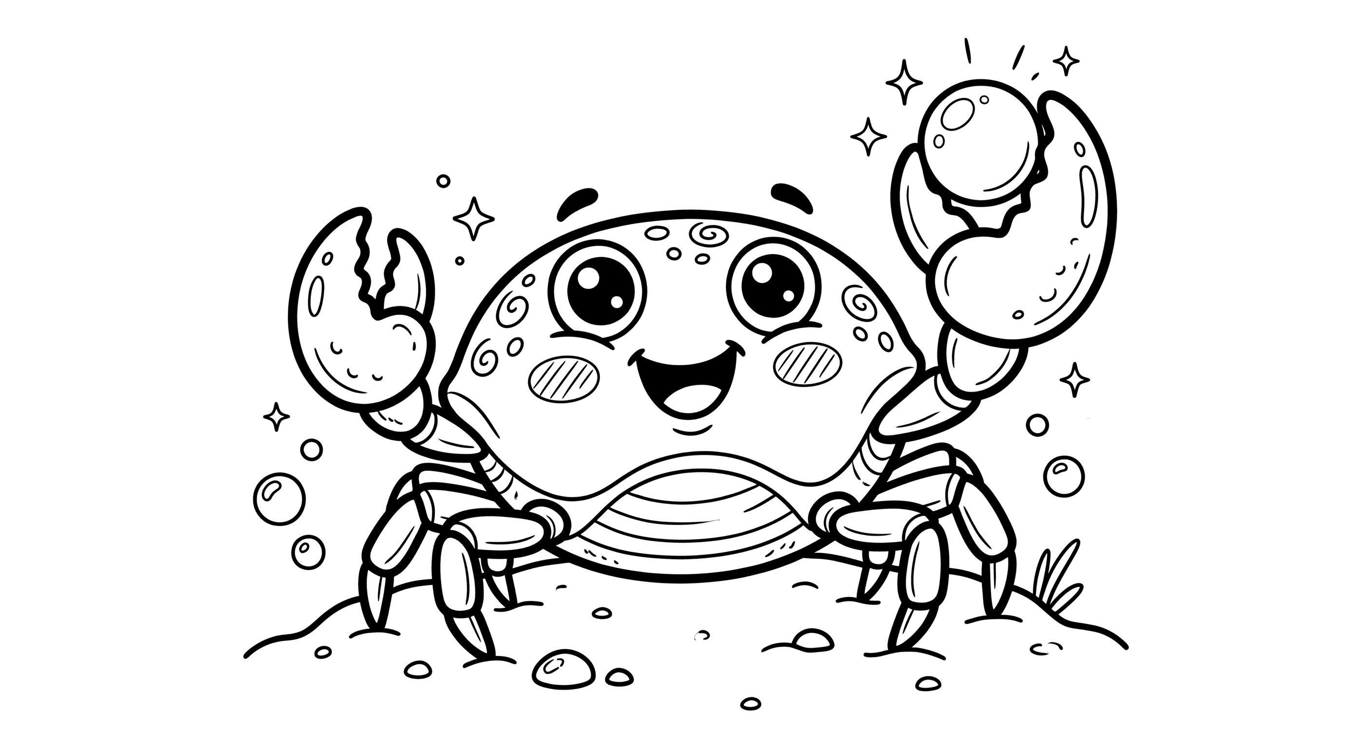 Caranguejo com pérola para colorir