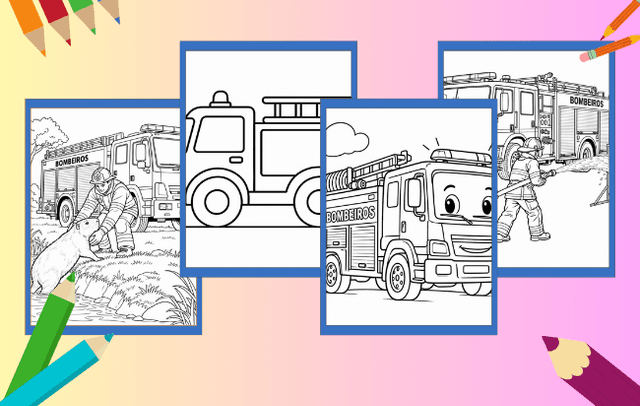 Carro de bombeiro para colorir