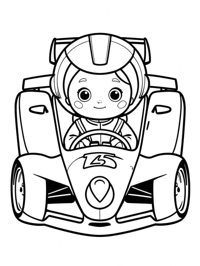 Carro de corrida e piloto educação infantil